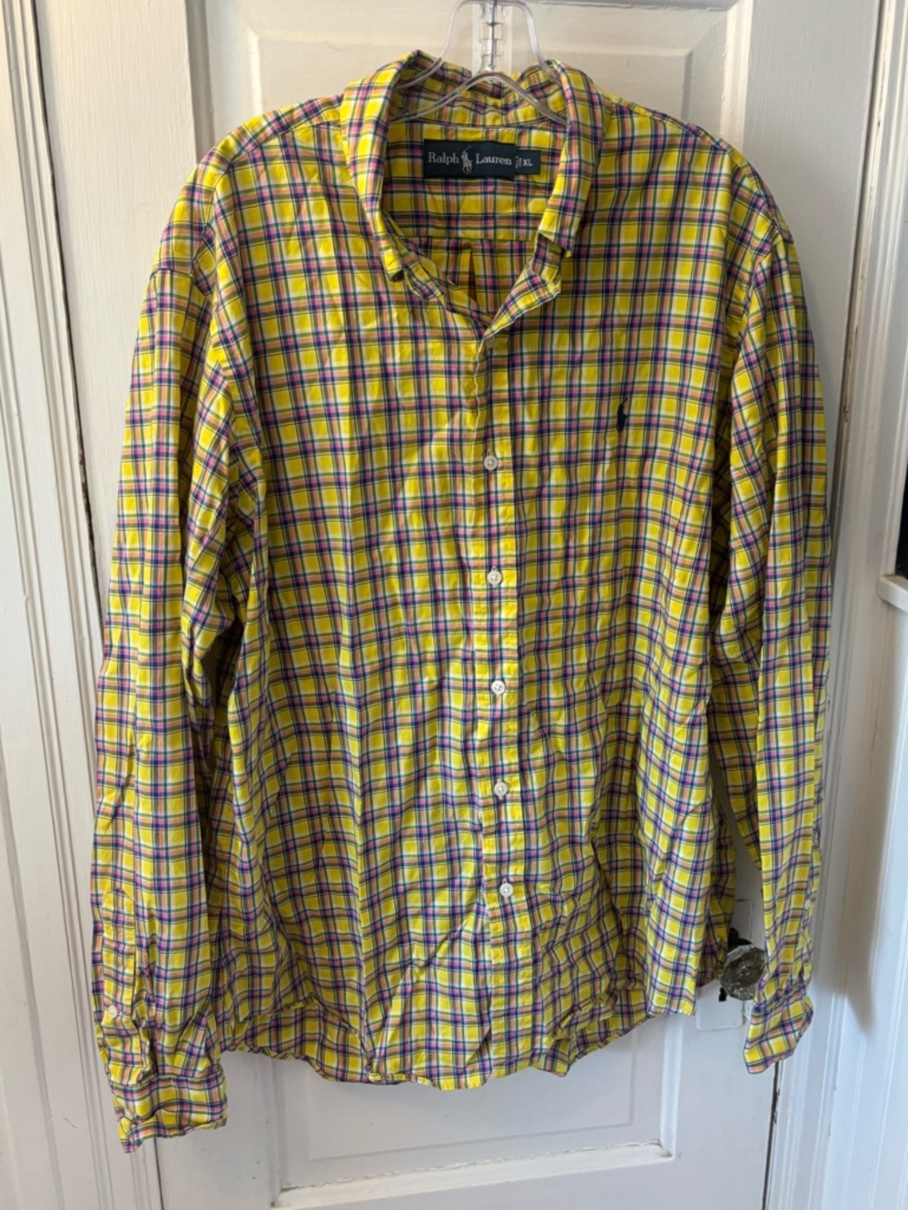Ralph Lauren Men’s Easter Yellow Plaid Button-Down Shirt Preppy Logo Vibrant - Picture 2 of 6